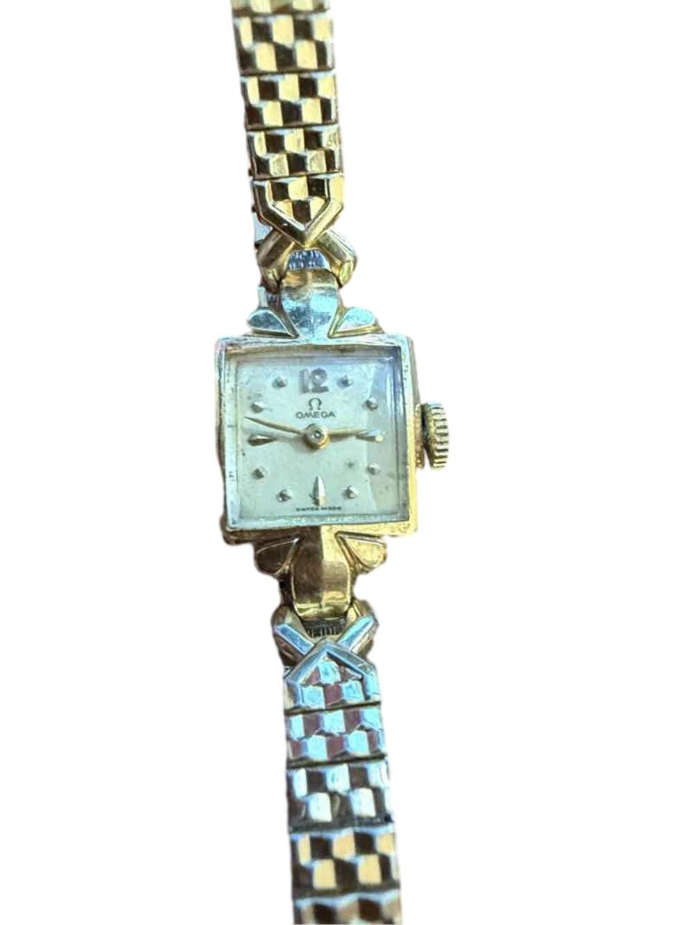 Omega Ladies Square Gold Filled Manual Wind Cocktail Wristwatch
